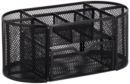 Amazon Basics Mesh Desk Office Organizer, Black, 9.25" x 4.53" x 3.94"