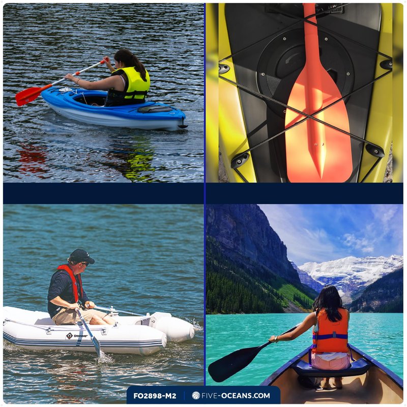 Five Oceans Boat Paddle, 2-Pack Telescoping Paddle, Orange, Aluminum Shaft, ABS Blade & Handle, 21" to 42" Extendable, Emergency & Boat Hook Function - FO2898-M2