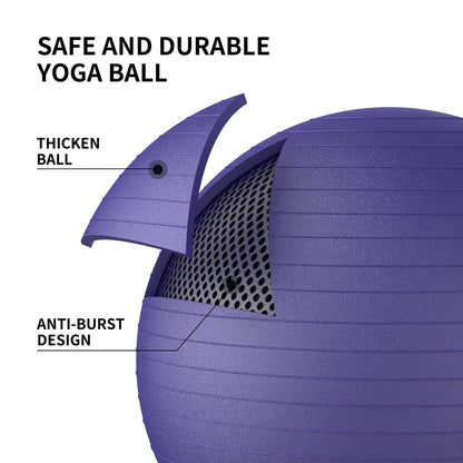 FITMIND_Extra Thick Exercise Ball 75cm Yoga Ball for Workout Pregnancy Stability,Anti-Burst and Slip Resistant Swiss Ball with Pump for Yoga, Pilates, Fitness,Birthing,Physical Therapy (Purple 5265C)
