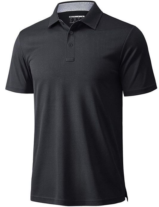 MAGCOMSEN Black Polo Shirts for Men Short Sleeve Performance Moisture Wicking Golf Polos Athletic Work Casual Plain Collared Shirt