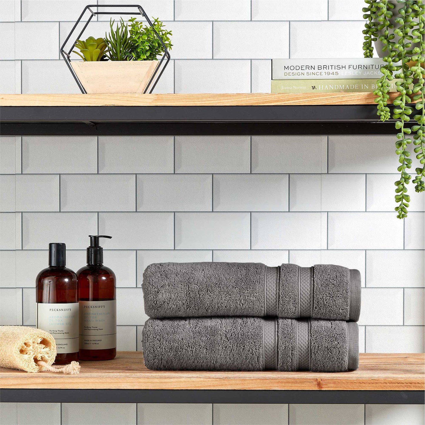 Christy Chroma Bath Towel Set | Set of 4 | 2 Bath 2 Hand | Highly Absorbent Heavyweight 675GSM | Bold and Bright | Soft Smooth Bathroom Shower Towels | 100% Cotton | Sustainably Made | Ash Grey