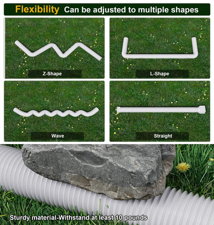 Ogutter Rain Gutter Downspout Extensions, Downspout Extender for Rainwater Drainage Flexible, Down Spout Drain Extension Pipe and Extendable from 21 to 66 Inches (2 Pack, White)