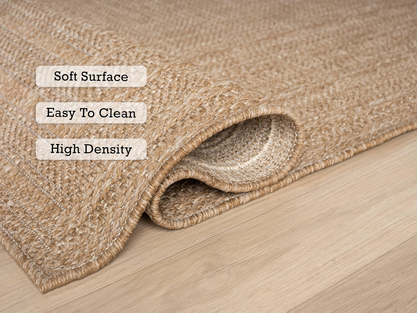 RUGGERRUGS Berry Easy Jute Indoor Outdoor Rug, 5x7 Neutral Bordered Jute Look, Weather Resistant, Easy Care, Lightweight Outdoor Farmhouse Carpet for Patio, Porch, Living Room (5' x 7', Natural)