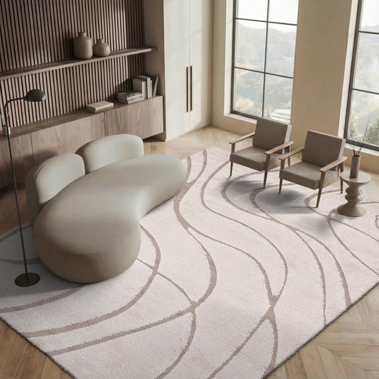 SAFAVIEH Florida Shag Collection Area Rug - 5'3" x 7'6", Cream & Beige, Non-Shedding & Easy Care, 1.2-inch Thick Ideal for High Traffic Areas in Living Room, Bedroom (SG471-1113)