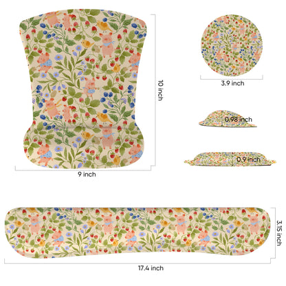 AUPET Mouse Pad Keyboard Wrist Rest Set,Ergonomic Memory Foam Mouse Pads Wrist Support Set,Non-Slip Base, Smooth Surface, Pain Relief for Gaming,Office (Pink Piggy)