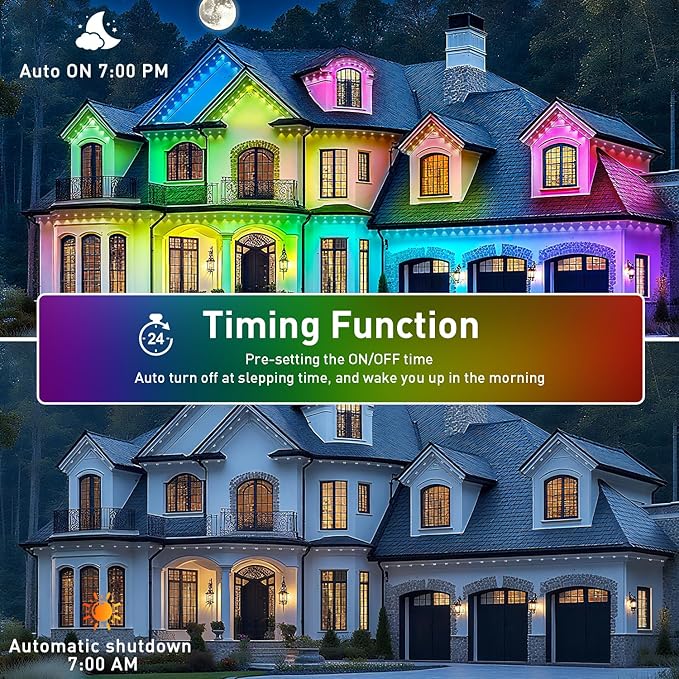 100ft Permanent Outdoor Lights,for House Roof, Christmas, Holiday, Party, Daily Lighting, IP67 Waterproof,RGB Eaves Lights with Multi Scene Modes for Halloween (500FT)