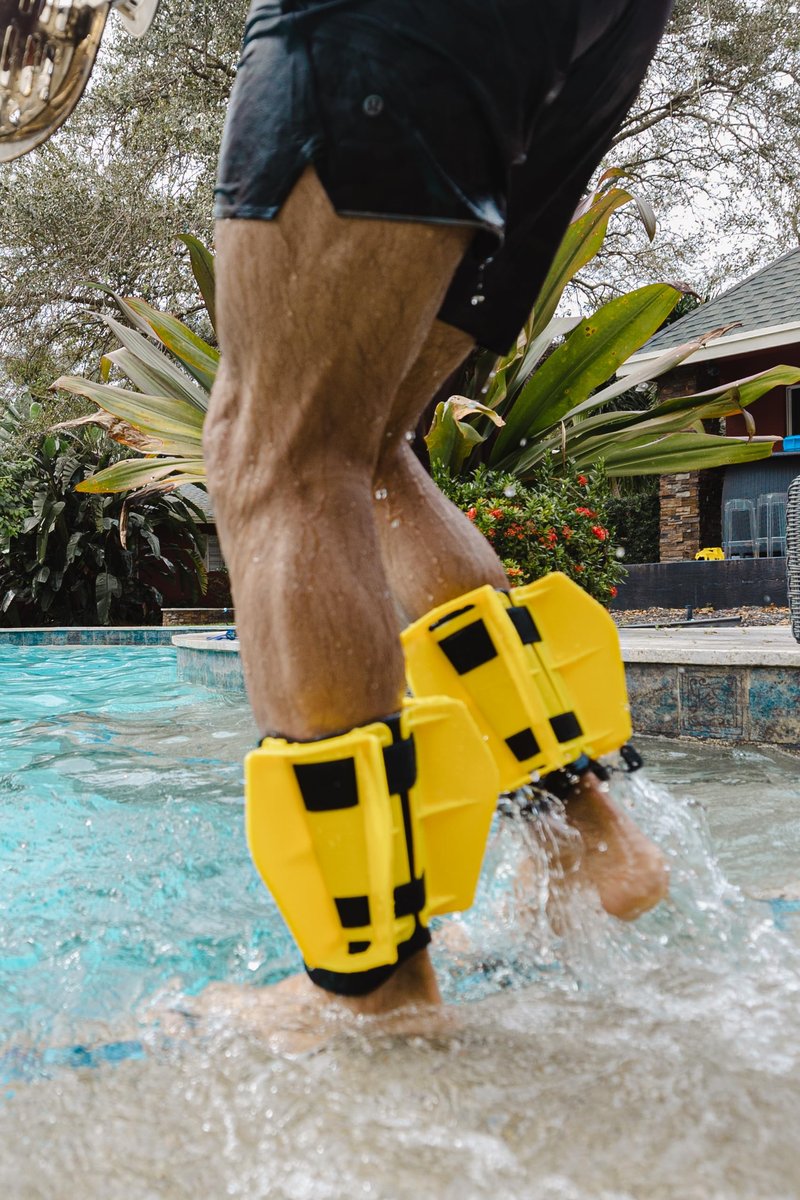 Aquastrength Aquatic Resistance Fins | Increase Drag for Strength & Toning | Pool Fitness Water Leg Weights | Quick Start Guide and Online Programs. (Yellow)