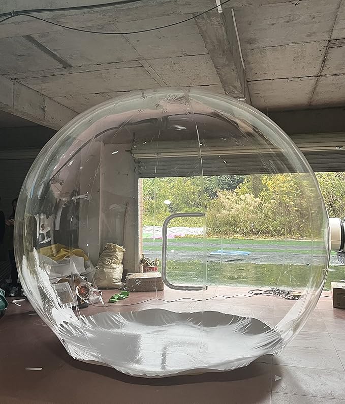 10FT Giant Inflatable Snow Globe(0.5mm PVC)(250w Blower) Christmas Decorations Giant Transparent Bubble Tent, Large Inflatable Bubble Igloo Tent for Wedding,Birthday,Christmas,Halloween Party