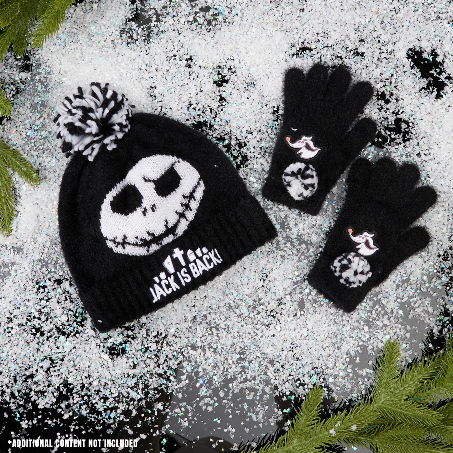 Disney The Nightmare Before Christmas Beanie Hat Gloves Set for Girls Teens, 6-14 Yrs, 2 Pc Set Travel Winter Gifts for Girls (6-14 Years, Black Jack)
