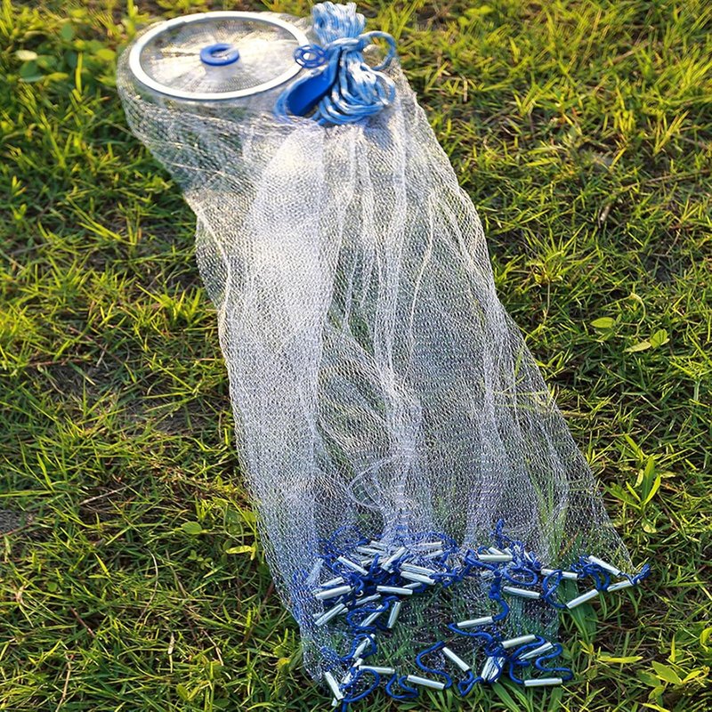 Fishing Net - Saltwater Cast Net with Aluminum Ring | Minnow Trap, 3FT to 12FT Sizes