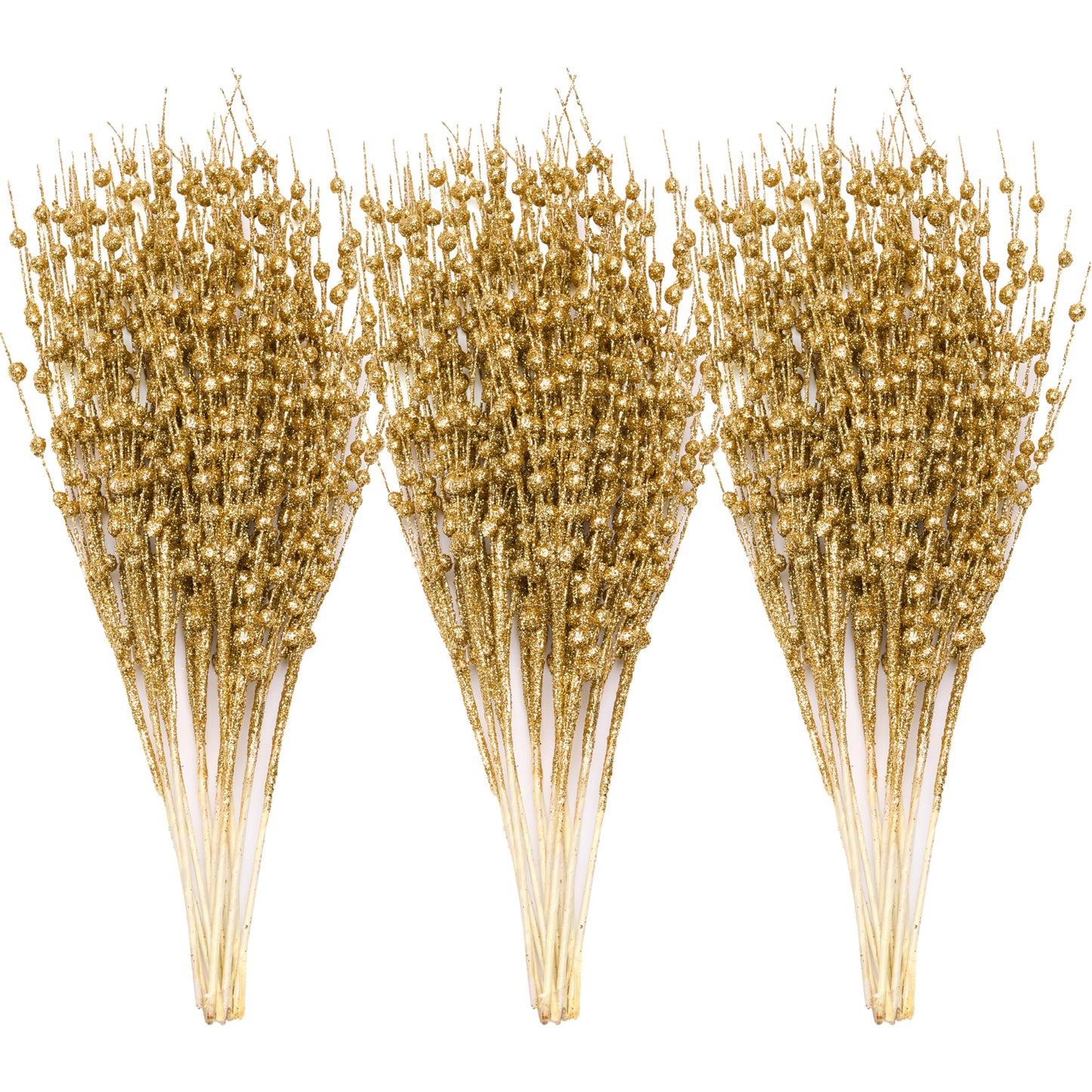 Joiedomi 24 Pcs Christmas Tree Berry Stem (Gold), Decorative Bead Sticks, Glittery Twigs, Picks, Branches for Christmas Tree, Small Vase, Holiday, Wedding, Party (17 Inches, Gold)