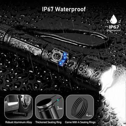 Blukar Rechargeable Flashlight High Lumens, Super Bright LED Powerful Tactical Torch - 5 Light Modes, Zoomable, Long Lasting, Waterproof Handheld Flash Light for Emergency, Camping, Hiking