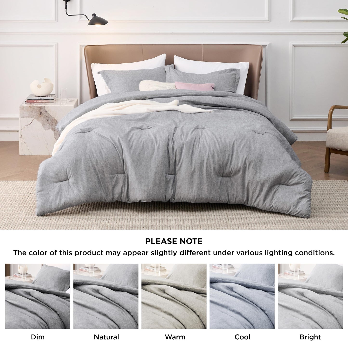 Bedsure Twin/Twin XL Comforter Set - Grey Soft Bedding for All Seasons, Cationic Dyed Bed Set, 2 Pieces, 1 Twin Size Comforter (68"x88") and 1 Pillow Sham (20"x26"+2")