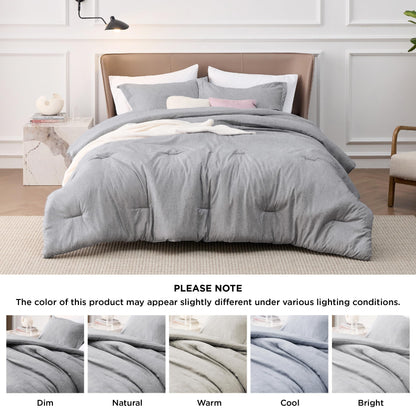 Bedsure Twin/Twin XL Comforter Set - Grey Soft Bedding for All Seasons, Cationic Dyed Bed Set, 2 Pieces, 1 Twin Size Comforter (68"x88") and 1 Pillow Sham (20"x26"+2")