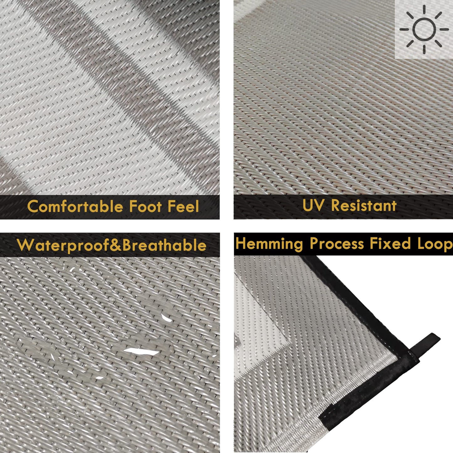 RURALITY Outdoor Rugs 8'x10' Waterproof for Patios Clearance,Plastic Straw Mats for RV, Camping,Backyard,Porch,Deck,Balcony,Reversible,Geometric