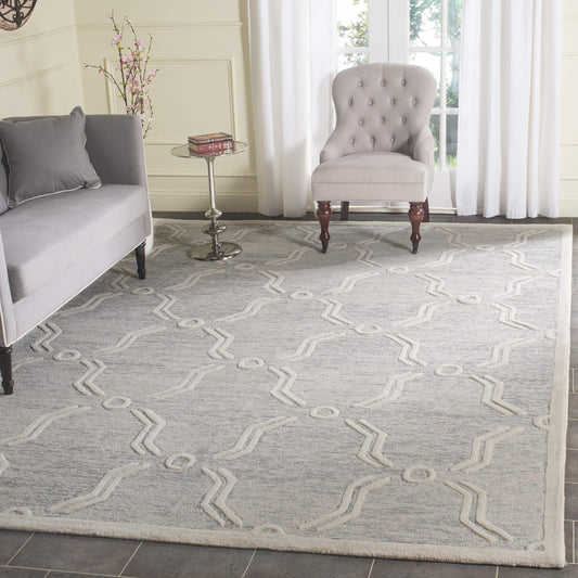 SAFAVIEH Area Rug 8x10 - Cambridge Collection - Large - Light Grey & Ivory, Handmade Wool, Moroccan Design, Ideal for Living Room, Bedroom, Office, Dining Space (CAM728G)