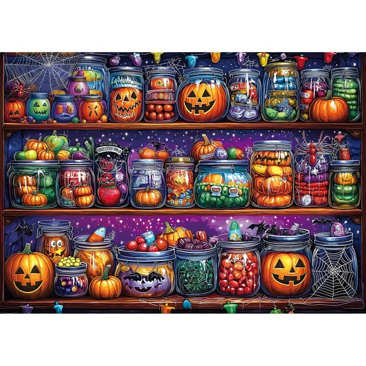 Halloween 1000 Piece Puzzles for Adults, Halloween Spider Candy Jar for Adults, Hard Challenge Art Jigsaw Puzzles, for Gifts Birthday Party Games Family, 27.5 * 19.7 inch Dust Free Puzzle