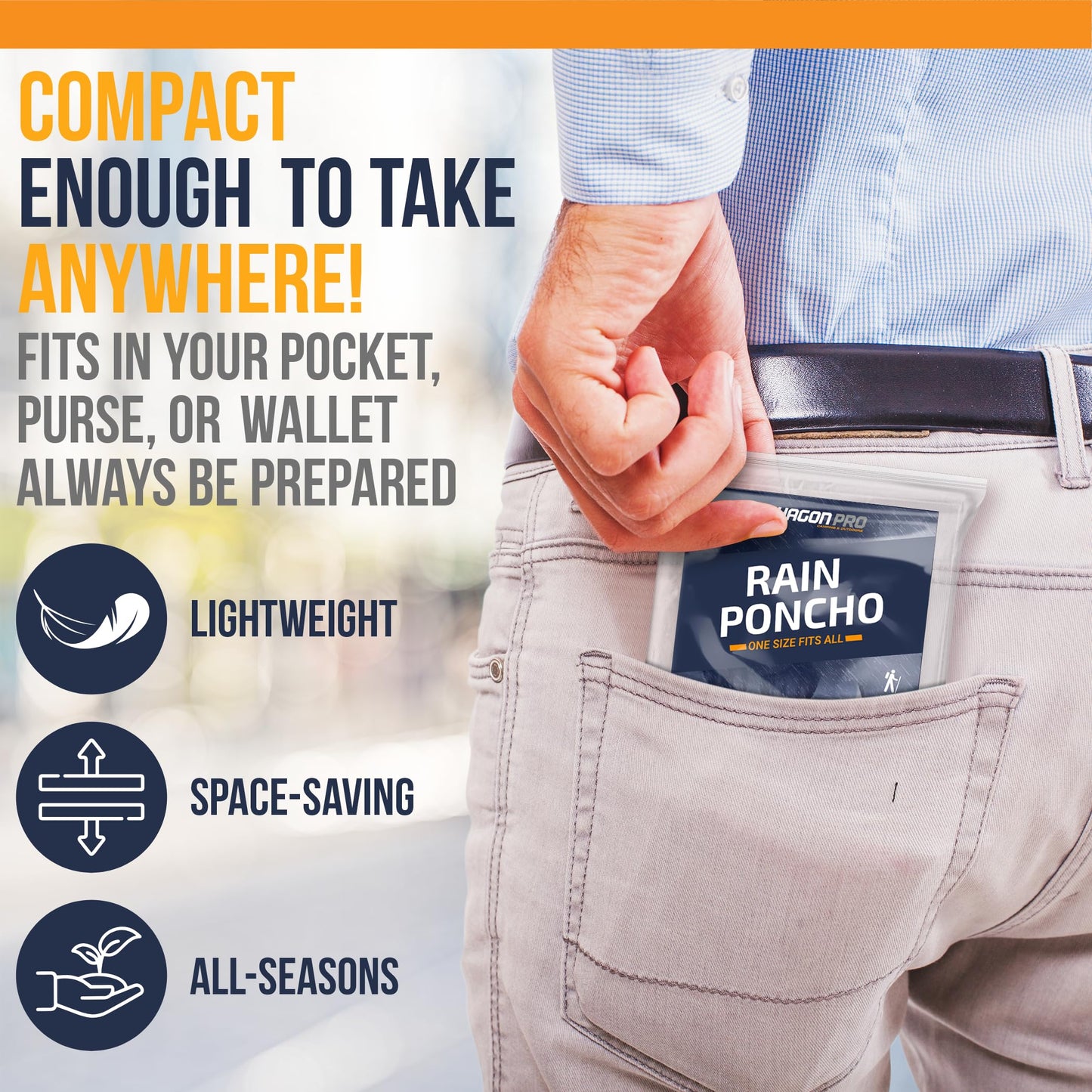 Hagon PRO Disposable Rain Ponchos for Adults (5 Pack)