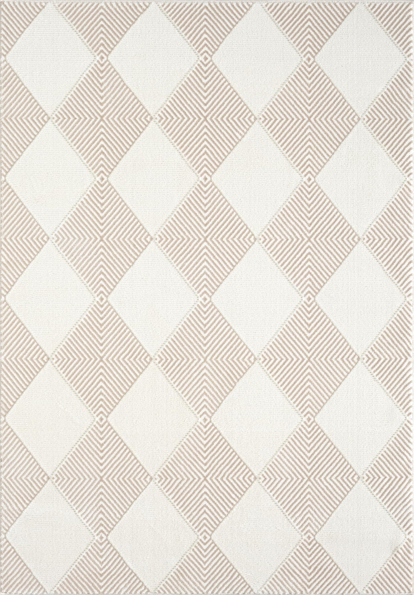 Abani Cream Area Rug for Living Room, Bedroom - Diamond Pattern - 6 x 9 - Durable & Easy to Clean