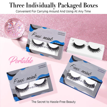 Eyelashes Natural Look False Lashes - Bepholan Fake Eyelashes 5D Super Fluffy False Eyelashes Clear Band Wispy Lashes 3-Pack Faux Mink Lashes(XMZ92)