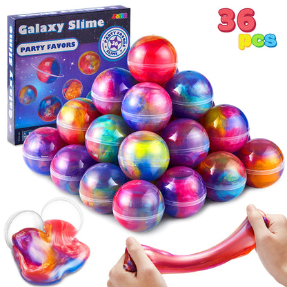 JOYIN Slime Party Favors, 36 Pack Galaxy Slime Ball - Stretchy, Non-Sticky, Mess-Free, Stress Relief, and Safe - Toys for Girls and Boys - Classroom Reward, Party Supplies