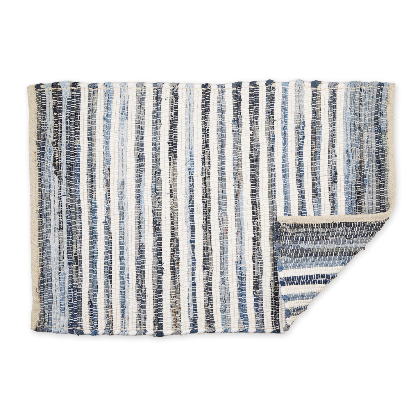 DII Chindi Home Collection Handwoven Multicolor Area Rag Rug, 2x3', Denim
