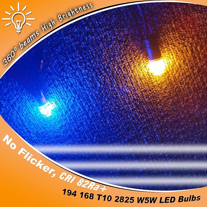 921 194 912 922 T10 LED RV Interior Lights Bulbs Amber Yellow Bulbs Replacement for Camper Trailer Car Interior Dome Map Door Courtesy Dashboard Side Marker Lights, AC/DC 12-24 Volt, 2 Pack