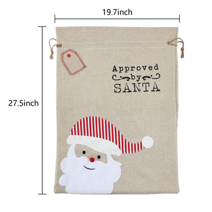 LessMo Christmas Santa Sack, Large Canvas Gift Bag with Drawstring, [Place to Write Wishes] Reusable Personalized Best Gift, for Xmas Package Storage, Christmas Party Supplies Favors