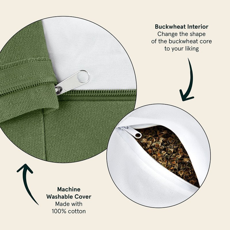 Retrospec Sedona Zafu Meditation Cushion & Floor Pillow with Buckwheat Hulls - Adjustable Yoga Accessory for Women - 13in Round Cotton Seat with Handle & Washable Cover