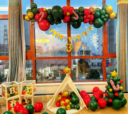 Lukiituke Christmas Balloons, Red and Green Balloons, 75Pcs 12in and 5in Red Green and Gold Latex Balloons for Birthday, Christmas Eve, New Years Party Decorations
