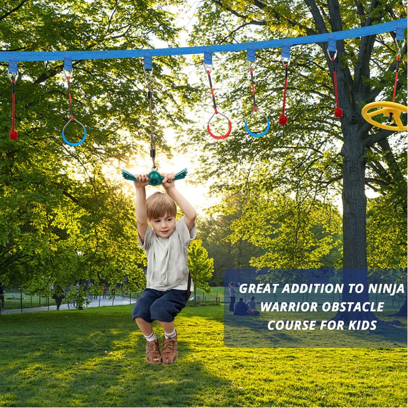 YAMIPROBI Swing Spins Set: 360° Handle Twist-Spin Flips Toy - Slackline Attachments Activate Play Powers - Accessories for Kids' Playground and Backyard Fun, Green