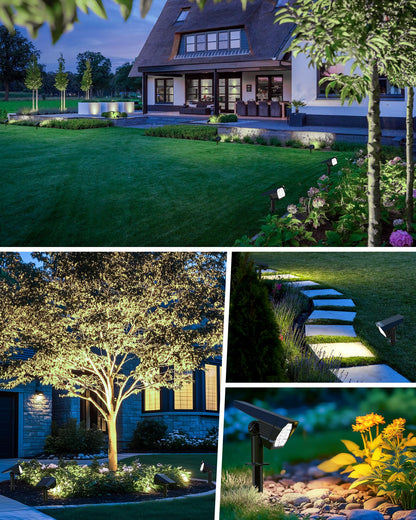 Brightown 4Pack Solar Spot Lights Outdoor with 58 LED & 1800mAh, IP67 Solar Lights Outdoor Waterproof with 3 Light Modes, 2-in-1 Dual Use Outdoor Solar Lights for Yard, Garden and Pathway (Cool White)