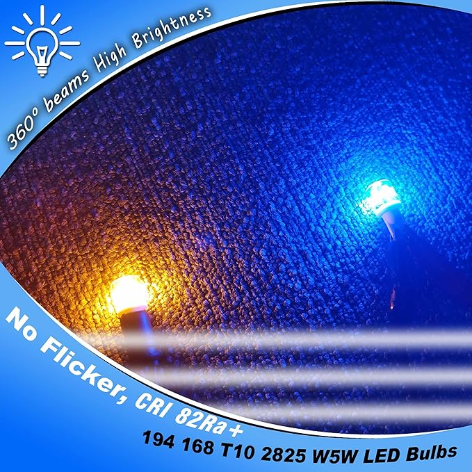 T10 912 921 906 194 LED Courtesy Step Lights Bulbs Ultra Blue Bulbs Replacement for Car RV Camper Interior Dome Map Door Courtesy License Plate Dashboard Lights, AC/DC 12-24 Volt, 2 Pack