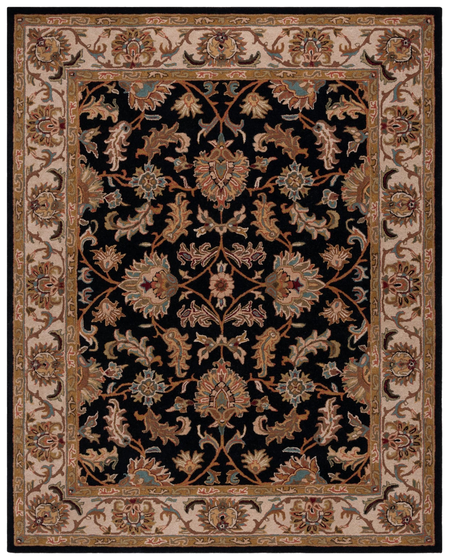 SAFAVIEH Heritage Collection Area Rug - 9'6" x 13'6", Black & Beige, Handmade Traditional Oriental Wool, Ideal for High Traffic Areas in Living Room, Bedroom (HG628B)