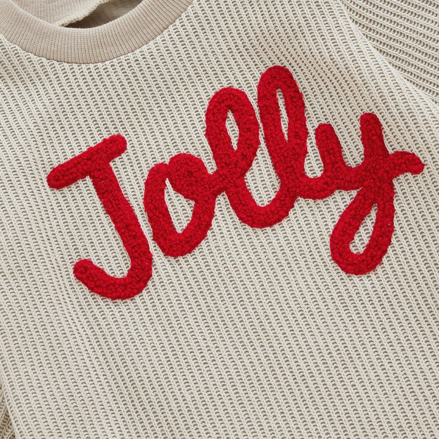 BemeyourBBs Newborn Baby Boy Girl Fall Winter Clothes Long Sleeve Bubble Sweatshirt Romper Cute Infant One Piece Outfit (Christmas Jolly Beige, 6-9 Months)