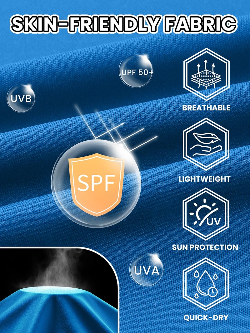 ZITY 7 Pack Sun Shirts for Men UV Protection Long Sleeve Crew Neck Running Activewear T-Shirts