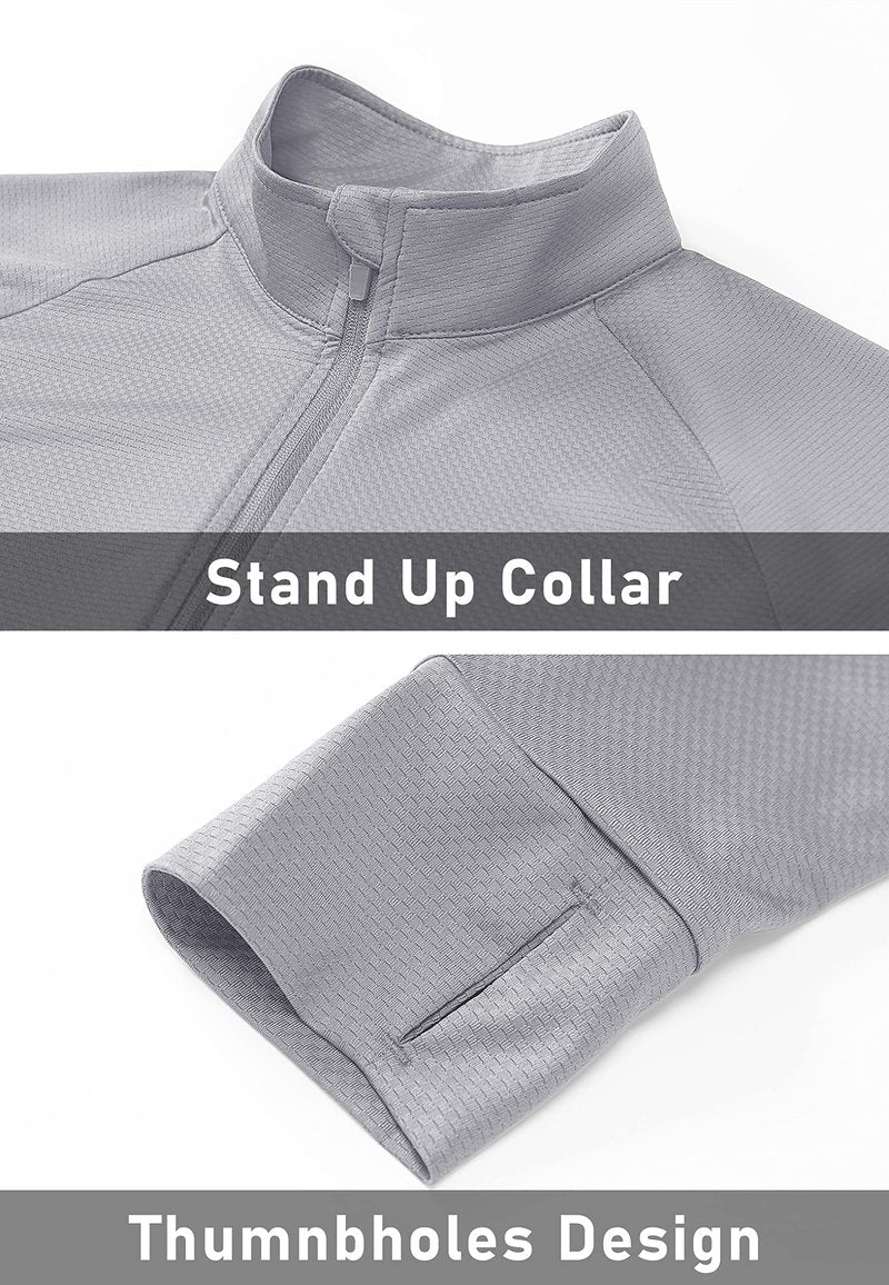 MAGCOMSEN Lightweight Jacket for Women UV Protection Long Sleeve Shirts Quick Dry Running Hiking Shirts Light Grey M