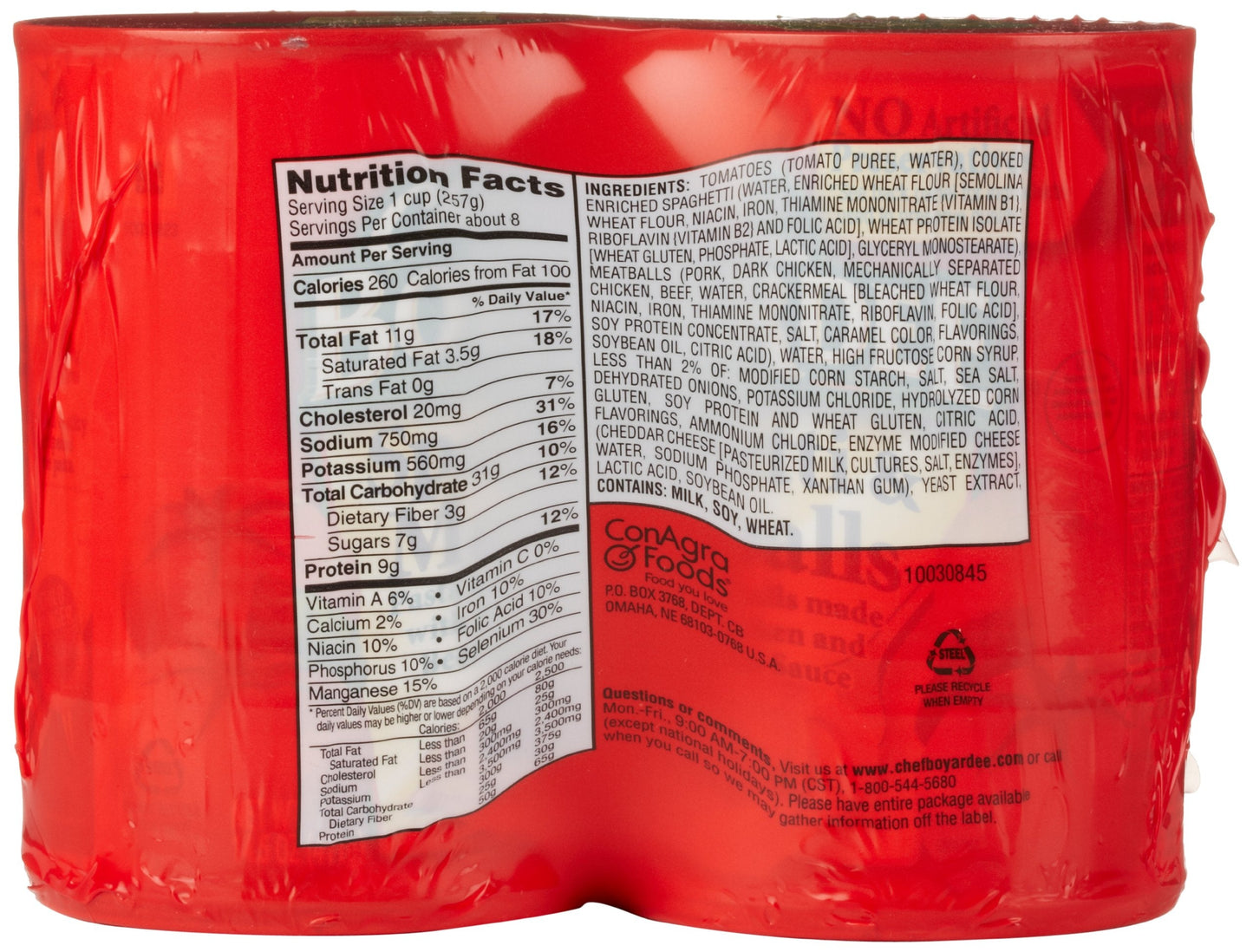 Chef Boyardee Spaghetti and Meatballs, 14.5 Oz Cans, Pack of 4