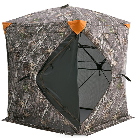 VEVOR Hunting Blind, 270° See Through Ground Blind, 1-2 Person Pop Up Deer Blind for Hunting with Carrying Bag, Portable Resilient Hunting Tent, One-Way See-Through Mesh for Turkey and Deer Hunting