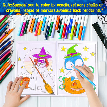 Geefuun 60PCS Halloween Coloring Books Bulk for Kids - Hallowmas Trick or Treat Goodie Bags Fillers Stuffer Gifts Party Favors Supplies