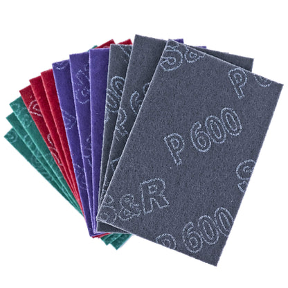 S&R Abrasive Pads 150x230mm – 12-Piece Set (P180, P320, P600, P800) – Flexible Sanding Pads for Metal, Wood, Steel & Stainless Steel – Multi-Grit Polishing & Surface Prep