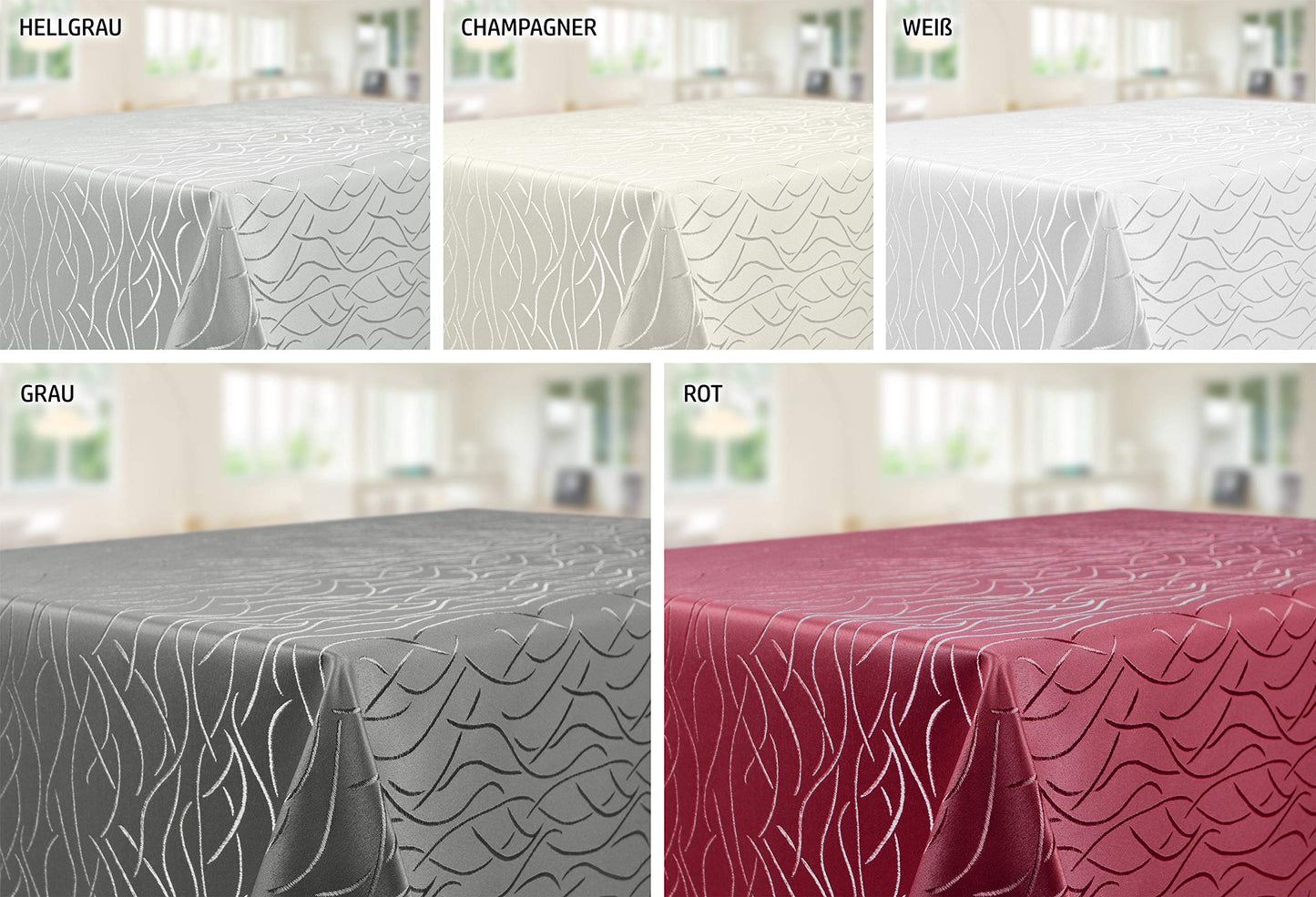 BEAUTEX Damask Striped Tablecloth, Non-Iron Tablecloth, Stain-Resistant, Easy-Care Table Linen, Round, 160 cm, Champagne