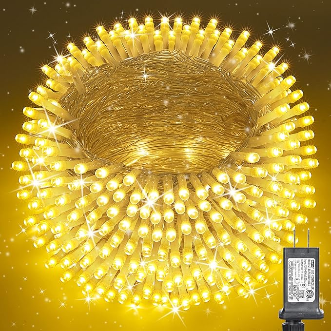338Ft Christmas Lights Outdoor, 1000 LED Christmas String Lights with 8 Modes, Timer, Waterproof Fairy Twinkle Lights for Party, Garden, Wedding, Holiday, Weddings, Xmas Tree Decorations (Warm White)