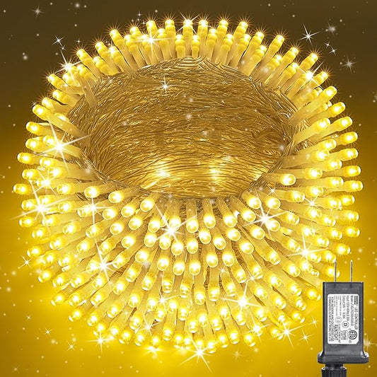 338Ft Christmas Lights Outdoor, 1000 LED Christmas String Lights with 8 Modes, Timer, Waterproof Fairy Twinkle Lights for Party, Garden, Wedding, Holiday, Weddings, Xmas Tree Decorations (Warm White)