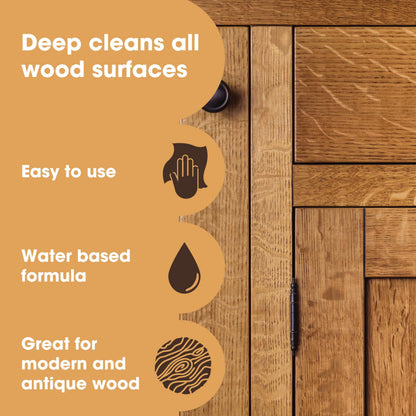 Furniture Clinic Wood Cleaner (500ml) | Restore & Clean Wooden Floors, Furniture, Blinds, Doors, Decking and Many other Wood Surfaces - Easily Remove Wax & Polish Build up, Grease and Grime