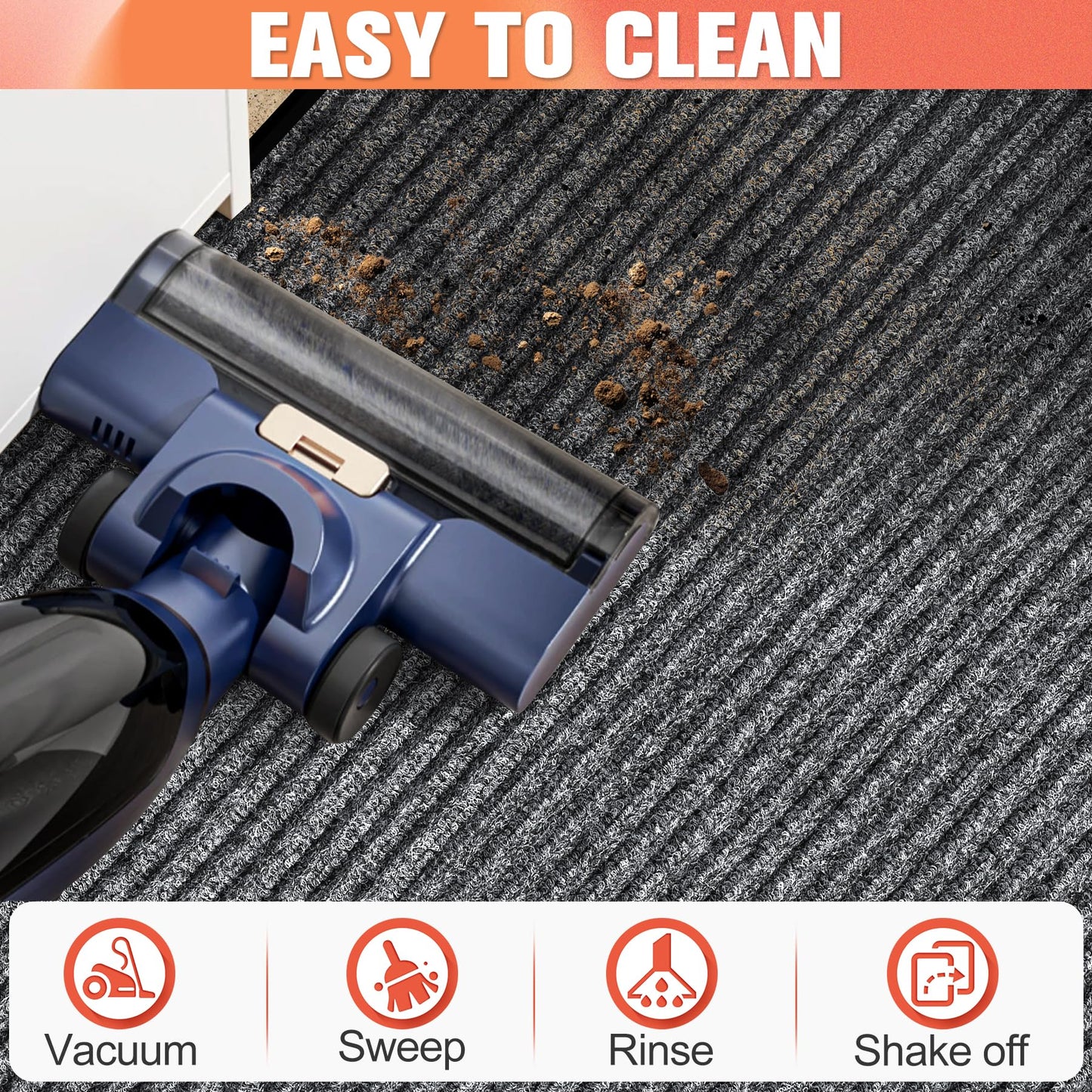 MYFAMIREA Commercial Floor Mat 3' x 5' Extra Large Front Door Industrial Rug Heavy Duty Brush Step Entrance Mat Weather Utility Rug with Non Slip Rubber Backing Low Profile for Entryway, Charcoal Grey