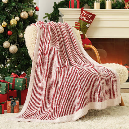 Snuggle Sac Christmas Red Soft Throw Blanket for Couch, Fuzzy Microfiber Fluffy Throws, for Women, Ultra Soft Blankets for Couch, Sofa, Bed, Travel, Red Cream, 50x60 inches