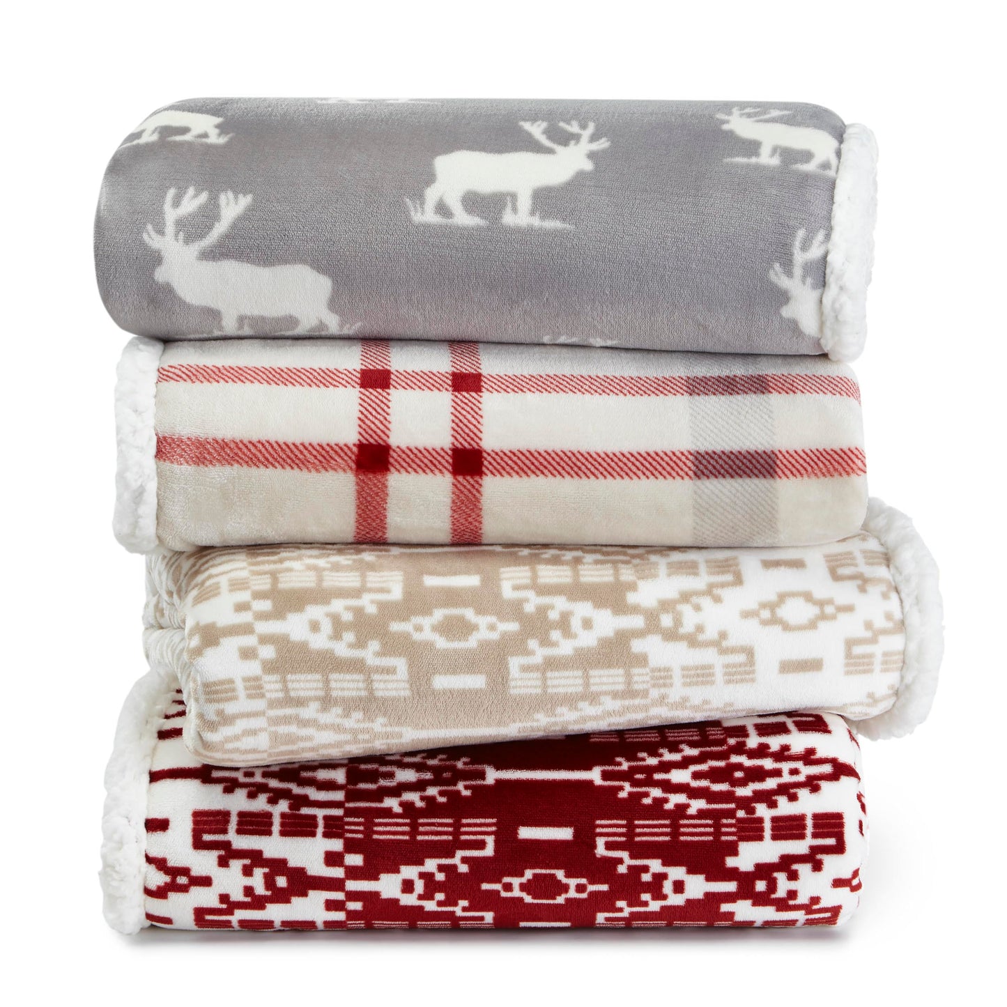 Eddie Bauer - Throw Blanket, Super Soft Reversible Sherpa Fleece Bedding, Cozy Plaid Home Decor (San Juan Red Clay, 50" x 60")