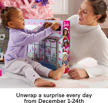 Fisher-Price Little People Barbie Toddler Toy 2025 Advent Calendar Playset, 24 Christmas Figures & Pieces for Pretend Play Kids Ages 18+ Months