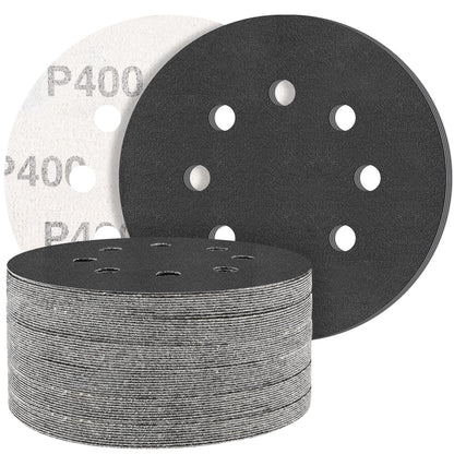 STEBRUAM 50PCS 125mm Dry Wet Sanding Discs 400 Grit, Hook and Loop Sandpaper Silicon Carbide Orbital Sander Discs for Polishing/Metal/Automotive